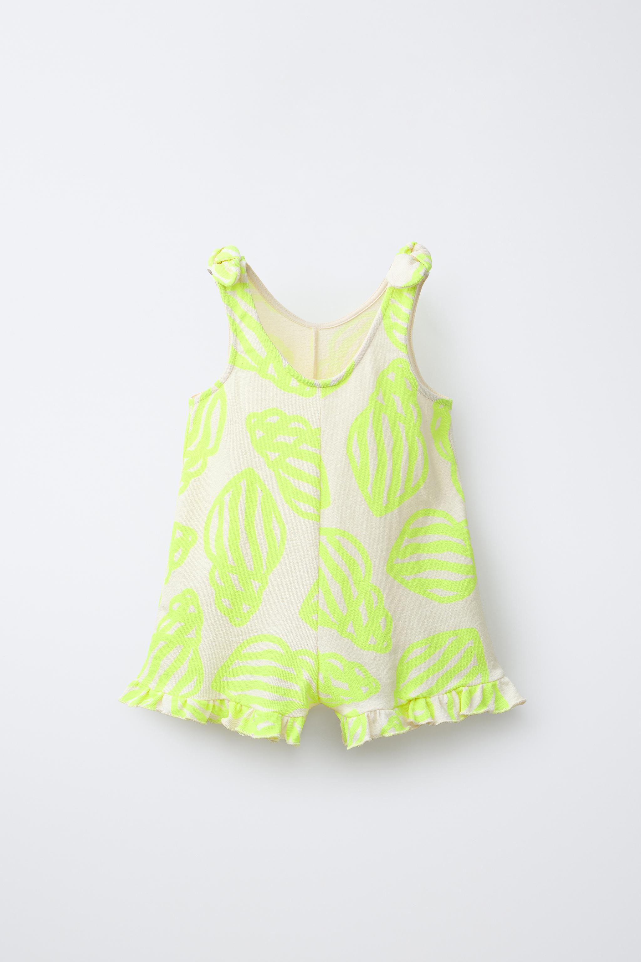 SHORT KNOTTED NEON SHELL PRINT JUMPSUIT